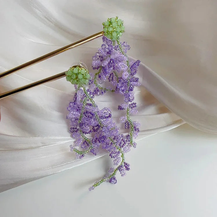 Wisteria Tassel Earrings with Forest Theme - Aurelia-State of Style