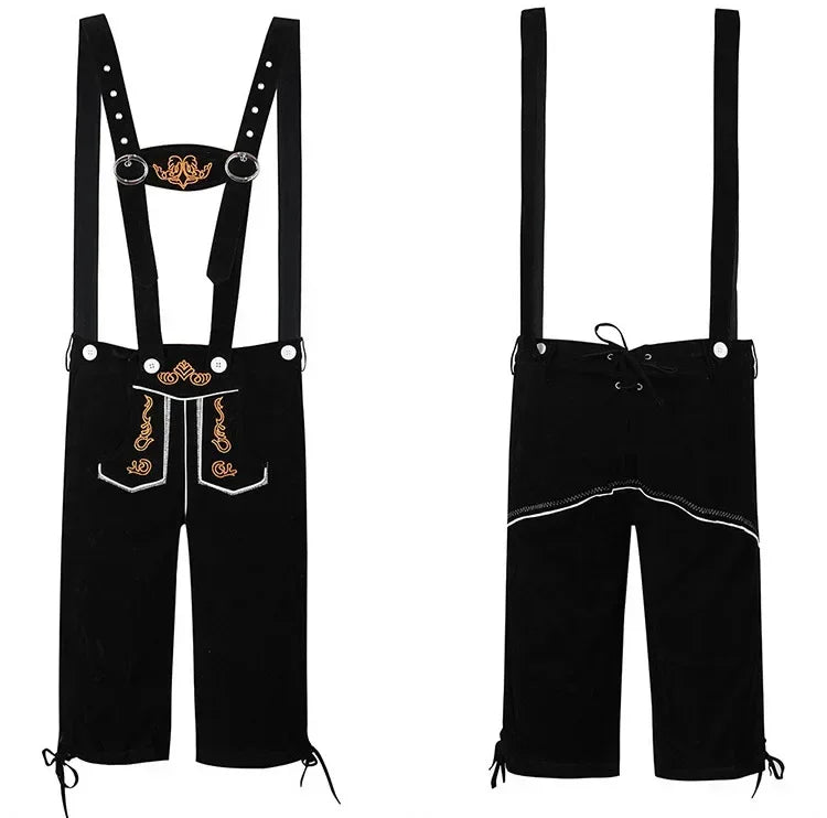 Wolfgang Bavarian Leather Shorts – Traditional Oktoberfest Costume-Black-M-State of Style