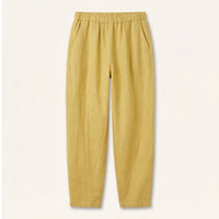 Women's summer trousers made of a linen-cotton blend with an elastic waistband - Clara