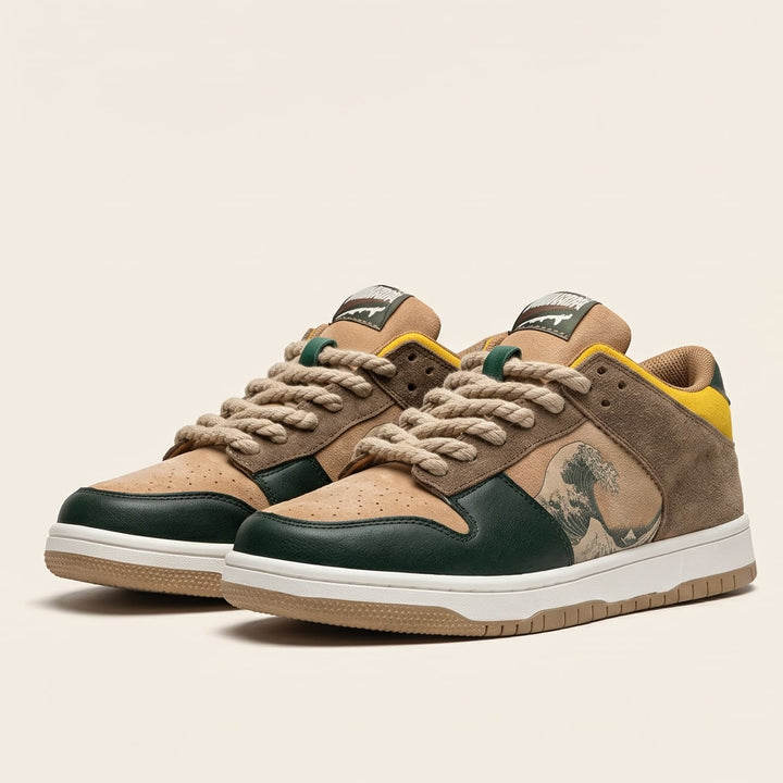 Artistic ladies and gentlemen's platform sneakers with wave design – Daiki