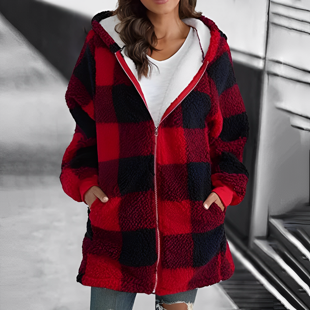 Women's Hooded Jacket - Camila-Red-S-State of Style