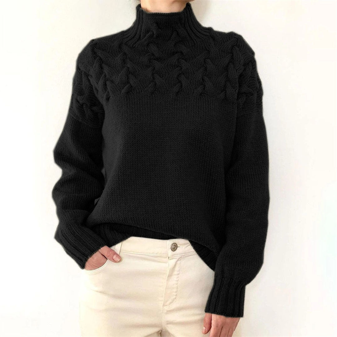 Women's Knitted Turtleneck Sweater - Isabelle-Black-S-State of Style