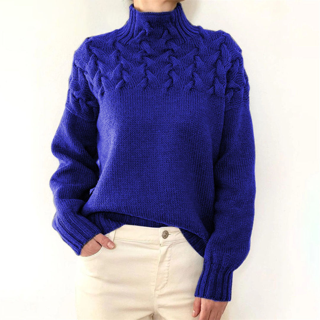 Women's Knitted Turtleneck Sweater - Isabelle-Blue-S-State of Style