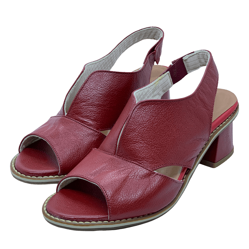 Women’s leather sandals with heel & comfort footbed – Selina-Beige-2.5-State of Style