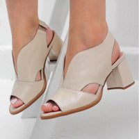 Women’s leather sandals with heel & comfort footbed – Selina-Beige-2.5-State of Style