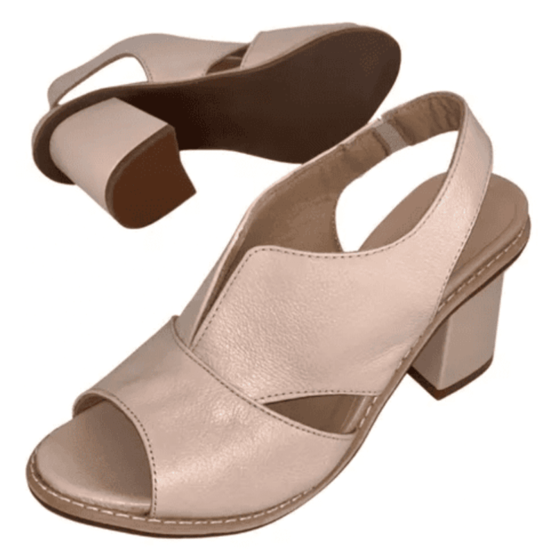 Women’s leather sandals with heel & comfort footbed – Selina-Beige-2.5-State of Style