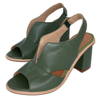 Women’s leather sandals with heel & comfort footbed – Selina-Beige-2.5-State of Style