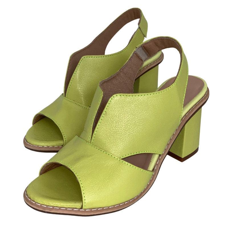 Women’s leather sandals with heel & comfort footbed – Selina-Beige-2.5-State of Style
