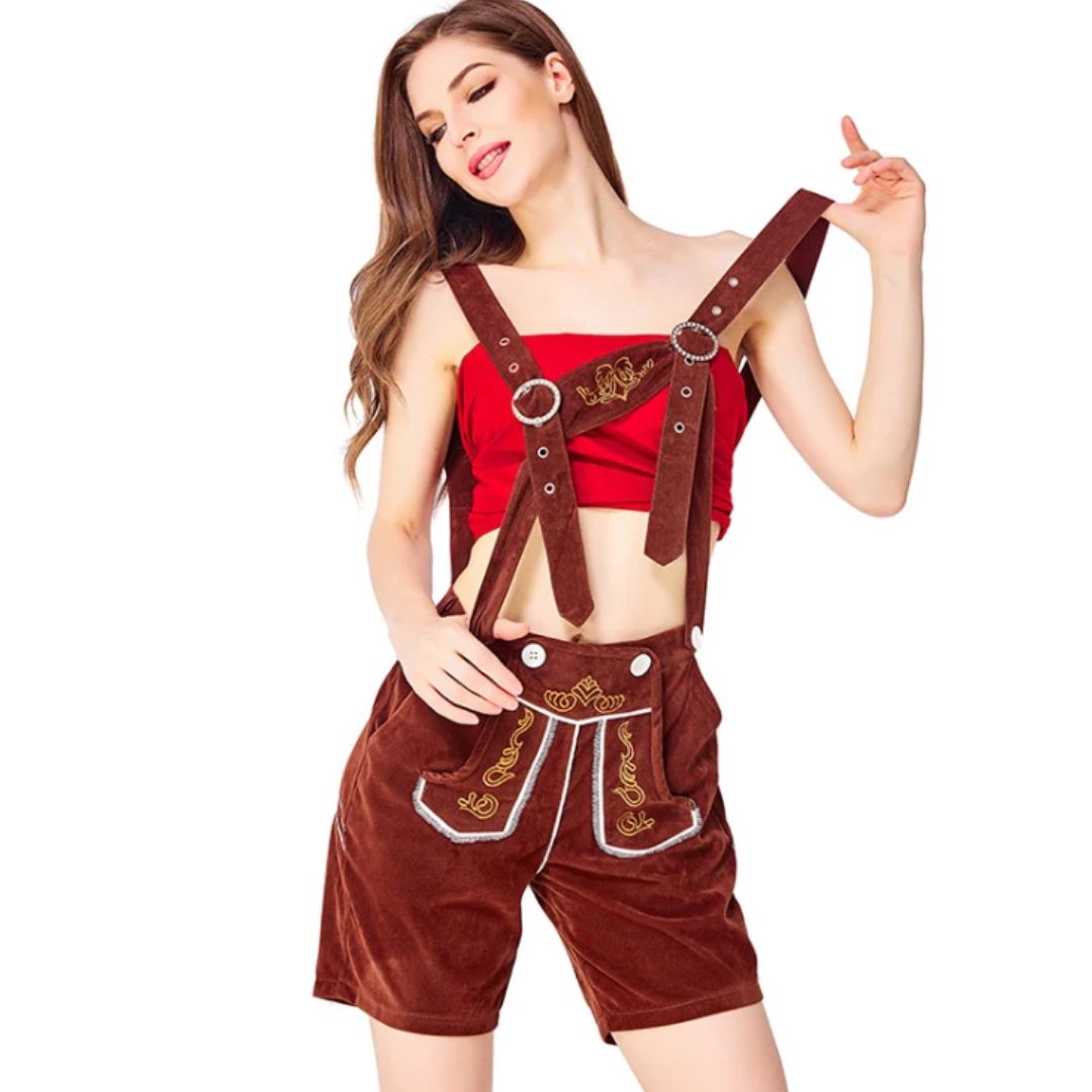 Women's Lederhosen Amalia – Oktoberfest Halter Top Costume-Brown-S-State of Style