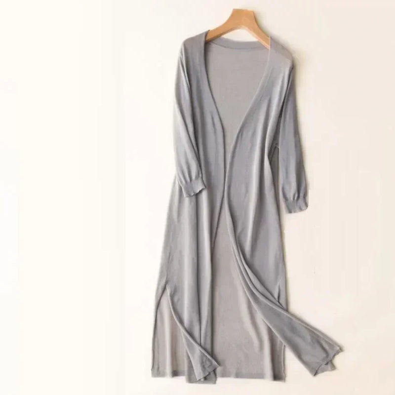 Women's Long Sleeve Cardigan - Elda-Grey-S-State of Style