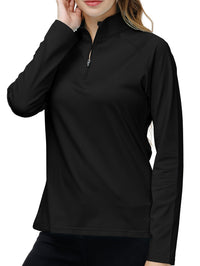 Women's Long Sleeve Sports Shirt - Nadira-Black-S-State of Style
