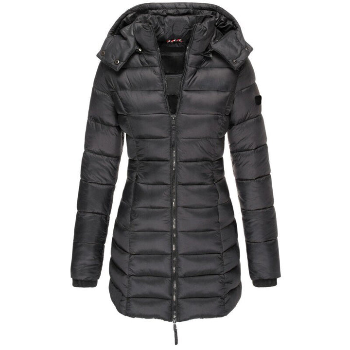 Women's Parka with Hood and Down Filling - Elena-Black-S-State of Style