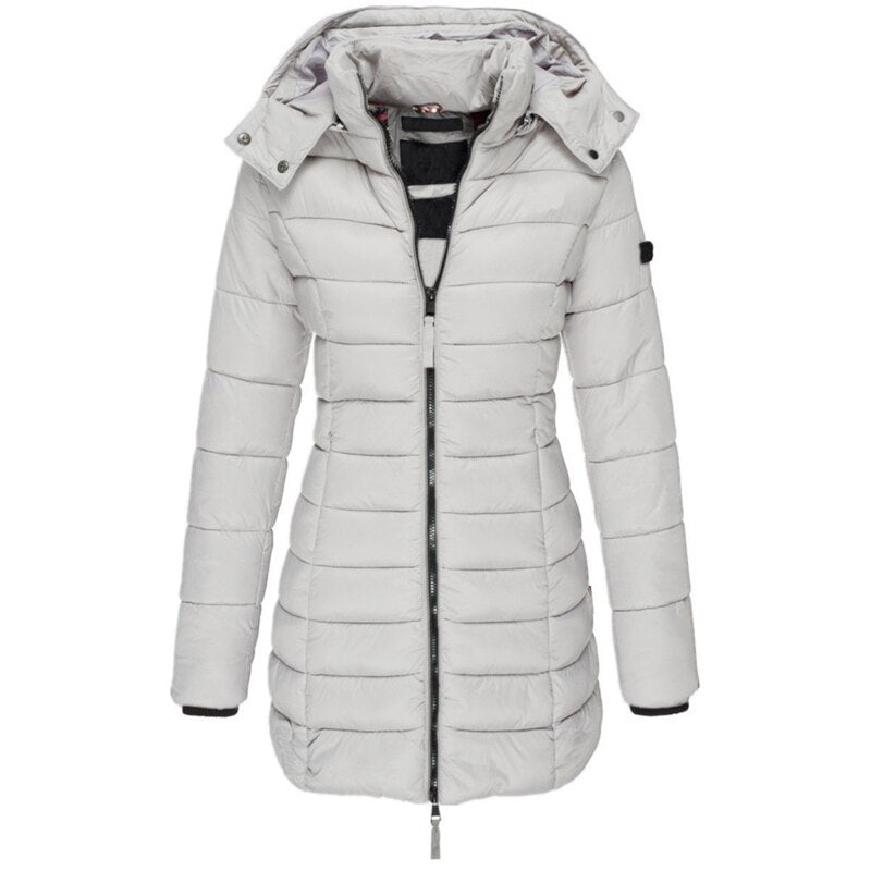 Women's Parka with Hood and Down Filling - Elena-Grey-S-State of Style