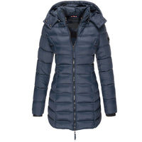 Women's Parka with Hood and Down Filling - Elena-Navy Blue-S-State of Style
