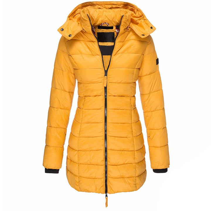 Women's Parka with Hood and Down Filling - Elena-Yellow-S-State of Style