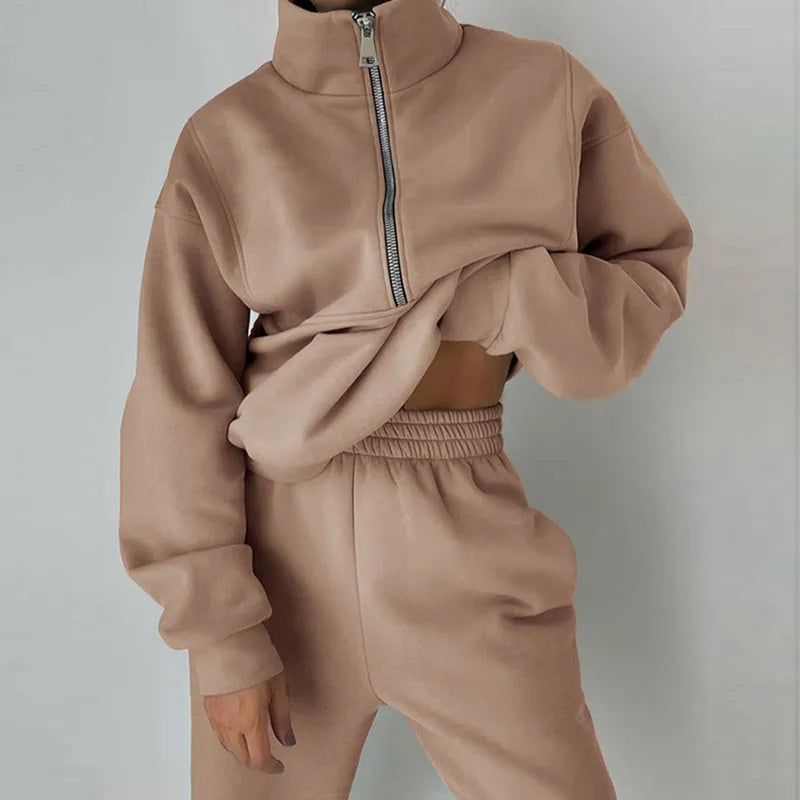 Women’s Tracksuit 2-Piece Set - Livia-Khaki-S-State of Style