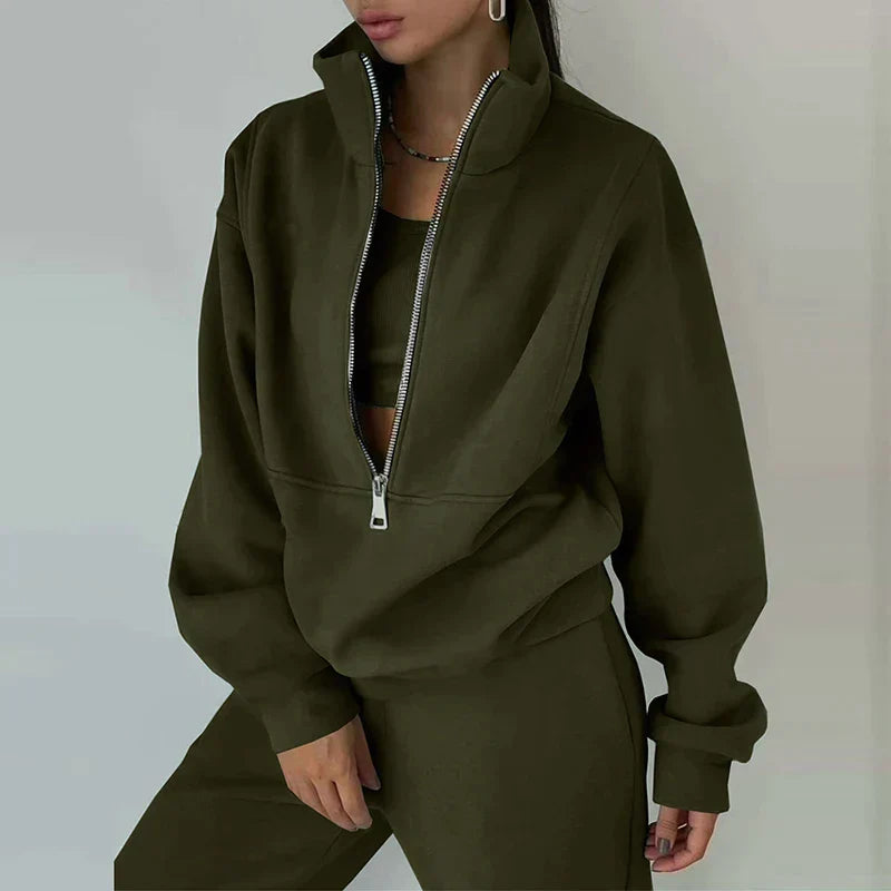 Women’s Tracksuit 2-Piece Set - Livia-Olive Green-S-State of Style