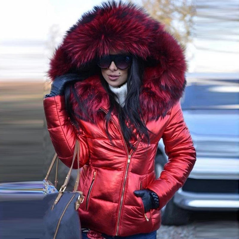 Women's Winter Down Jacket | Warm Hooded Coat-Red-S-State of Style