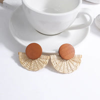 Wood and Rattan Drop Earrings | Unique Handmade Jewellery-FAN-State of Style