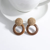 Wood and Rattan Drop Earrings | Unique Handmade Jewellery-ROUND 2-State of Style
