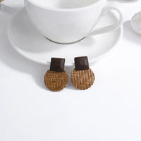 Wood and Rattan Drop Earrings | Unique Handmade Jewellery-ROUND 4-State of Style