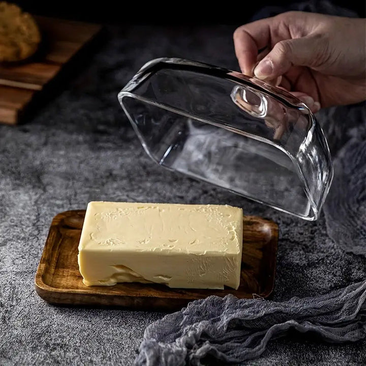 Wooden and Glass Butter Dish - ButterElegance-Acacia-State of Style