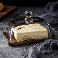 Wooden and Glass Butter Dish - ButterElegance-Acacia-State of Style