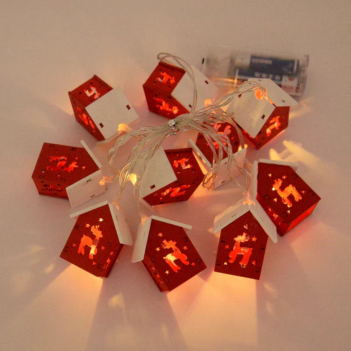 Wooden Christmas Houses With LED Lighting - GlowHouse-Red-State of Style