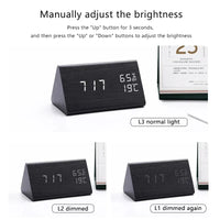 Wooden LED Clock with Voice Control - EcoClock-Black block-shaped-State of Style