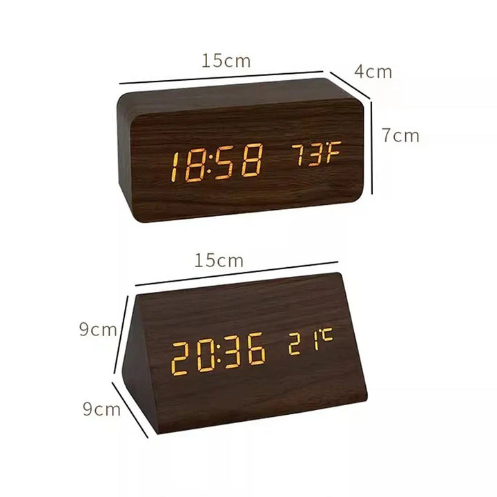 Wooden LED Clock with Voice Control - EcoClock-Black-block-State of Style