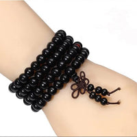 Wooden Meditation Prayer Beads Bracelet | Natural Wooden Jewellery-BLACK-State of Style