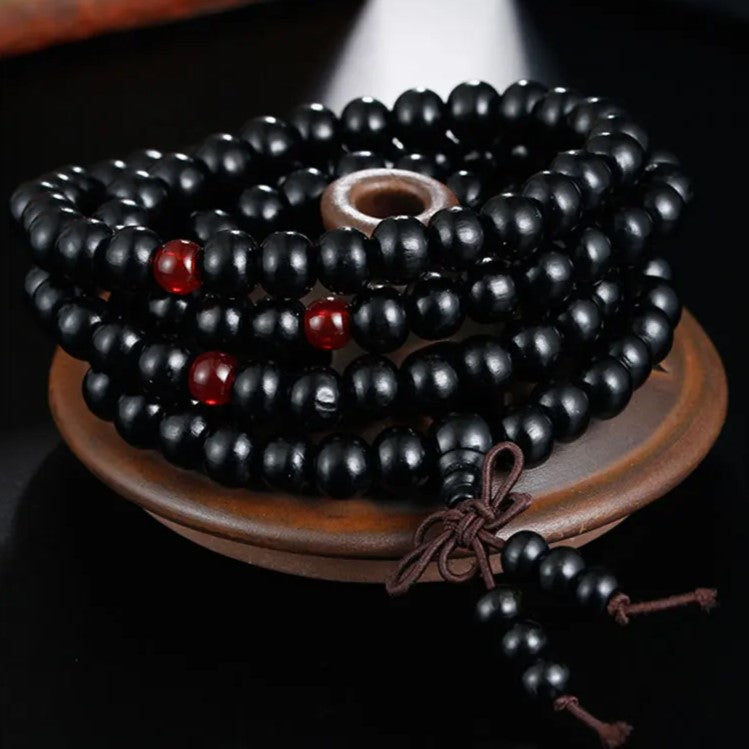 Wooden Meditation Prayer Beads Bracelet | Natural Wooden Jewellery-BLACK-State of Style