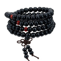 Wooden Meditation Prayer Beads Bracelet | Natural Wooden Jewellery-BLACK-State of Style