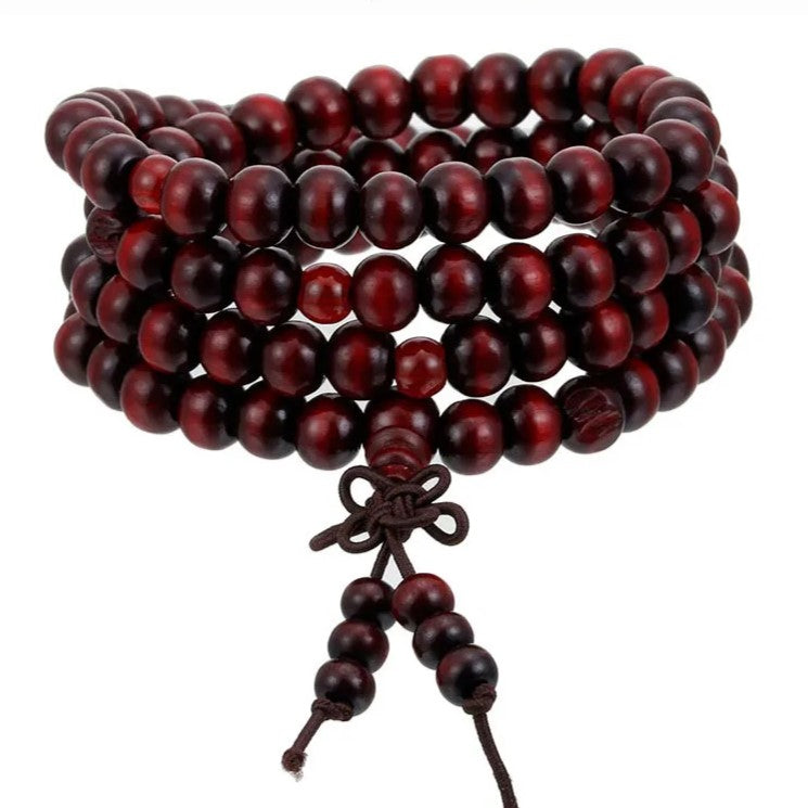 Wooden Meditation Prayer Beads Bracelet | Natural Wooden Jewellery-DARK BROWN-State of Style