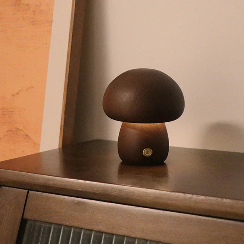 Wooden Mushroom LED Night Light - GlowShroom-Walnut Colour-A-State of Style