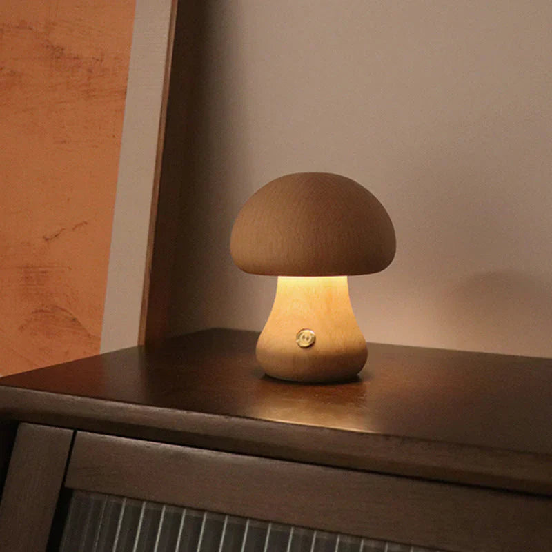 Wooden Mushroom LED Night Light - GlowShroom-Walnut Colour-C-State of Style