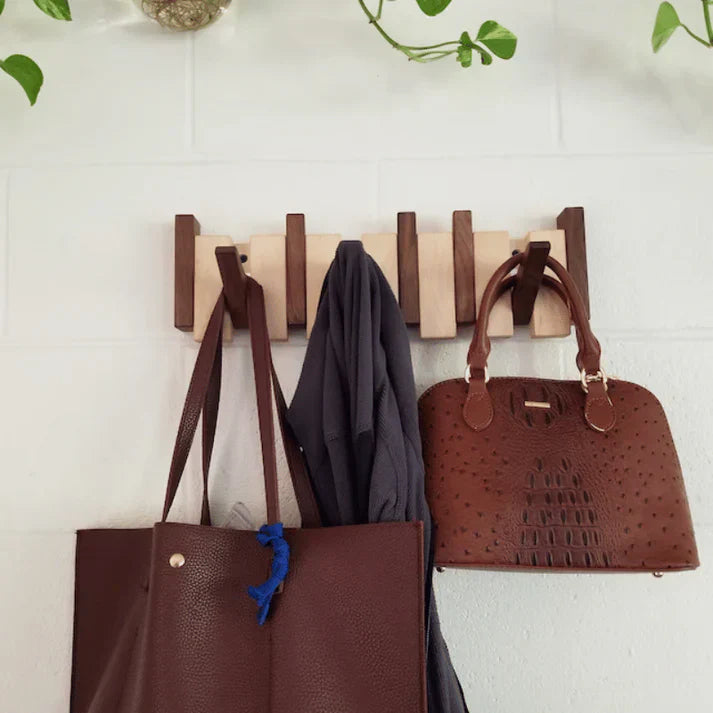 Wooden Piano Coat Rack - HarmonyCoat-4 hooks-Walnut and Beech Wood-State of Style