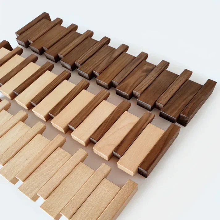 Wooden Piano Style Coat Rack - Melodia-Walnut and Beech wood-4 hooks-State of Style