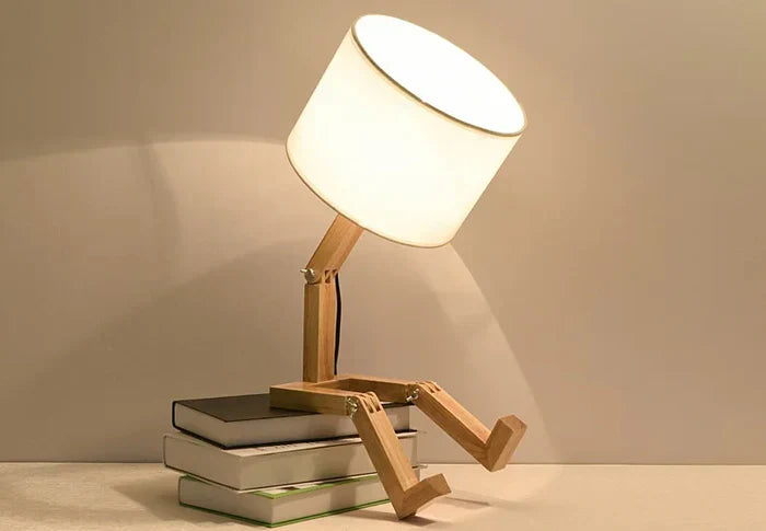 Wooden Table Lamp with Book Holder - RutanFlex-Table Lamp-State of Style