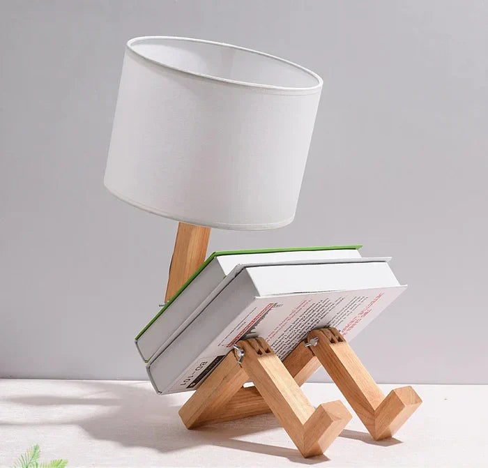 Wooden Table Lamp with Book Holder - RutanFlex-Table Lamp-State of Style