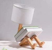 Wooden Table Lamp with Book Holder - RutanFlex-Table Lamp-State of Style