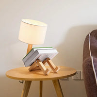 Wooden Table Lamp with Book Holder - RutanFlex-Table Lamp-State of Style
