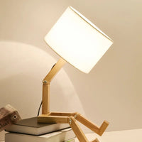 Wooden Table Lamp with Book Holder - RutanFlex-Table Lamp-State of Style