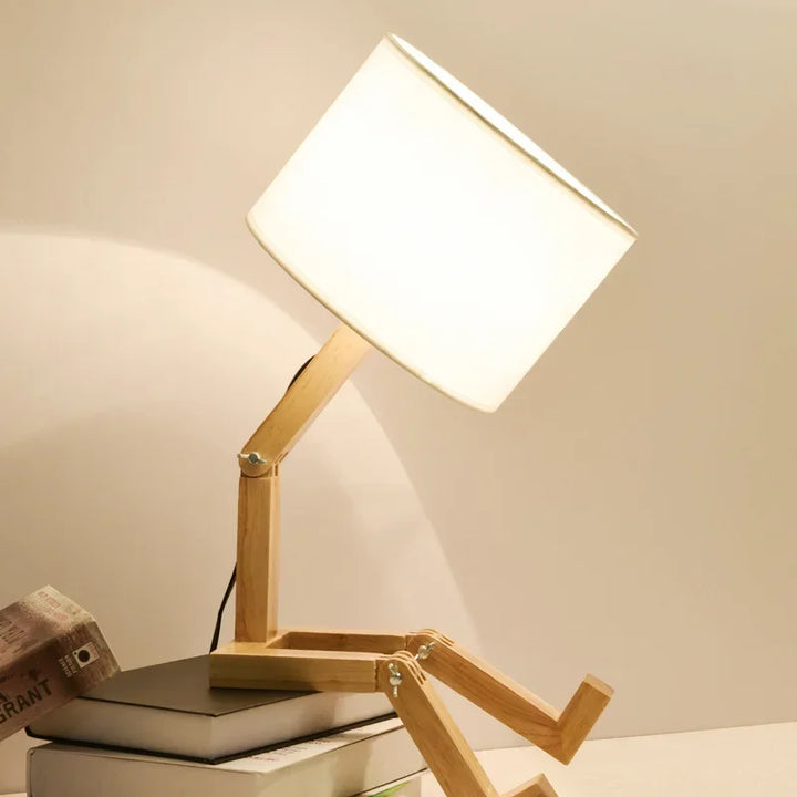 Wooden Table Lamp with Book Holder - RutanFlex-Table Lamp-State of Style