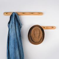 Wooden Wall Coat Rack with Brass Hooks - LignaHook-2 hooks (20cm)-Beech wood-State of Style