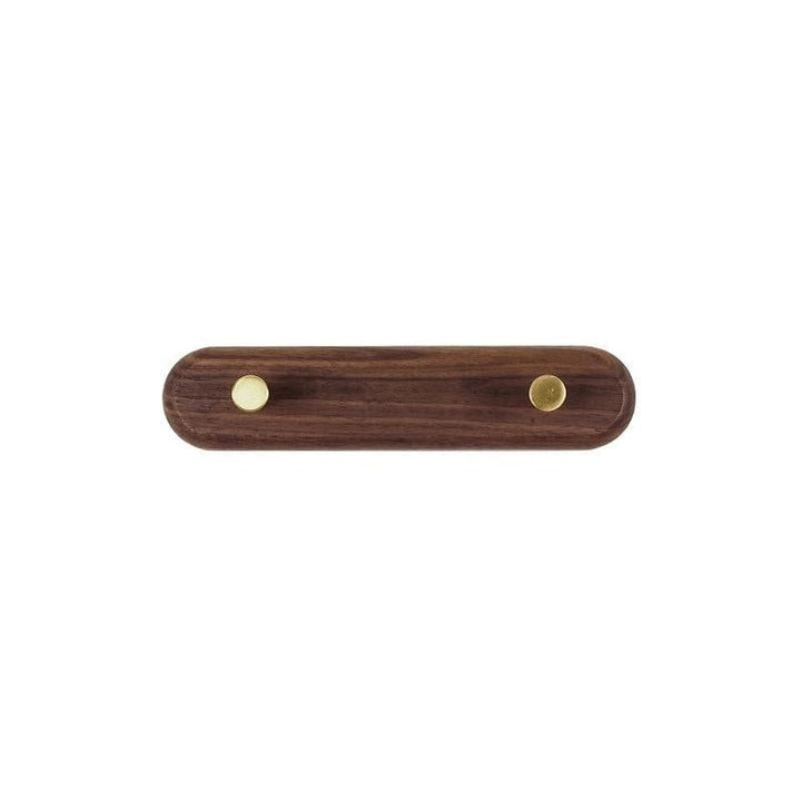 Wooden Wall Coat Rack with Brass Hooks - LignaHook-2 hooks (20cm)-Black Walnut-State of Style