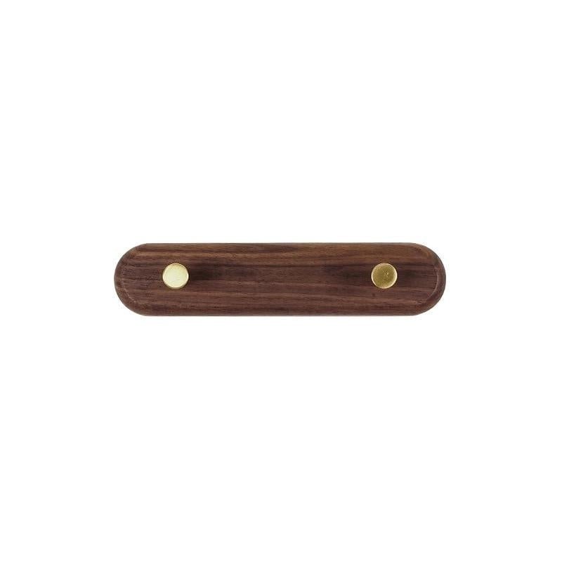 Wooden Wall Coat Rack with Brass Hooks - LignaHook-2 hooks (20cm)-Black Walnut-State of Style