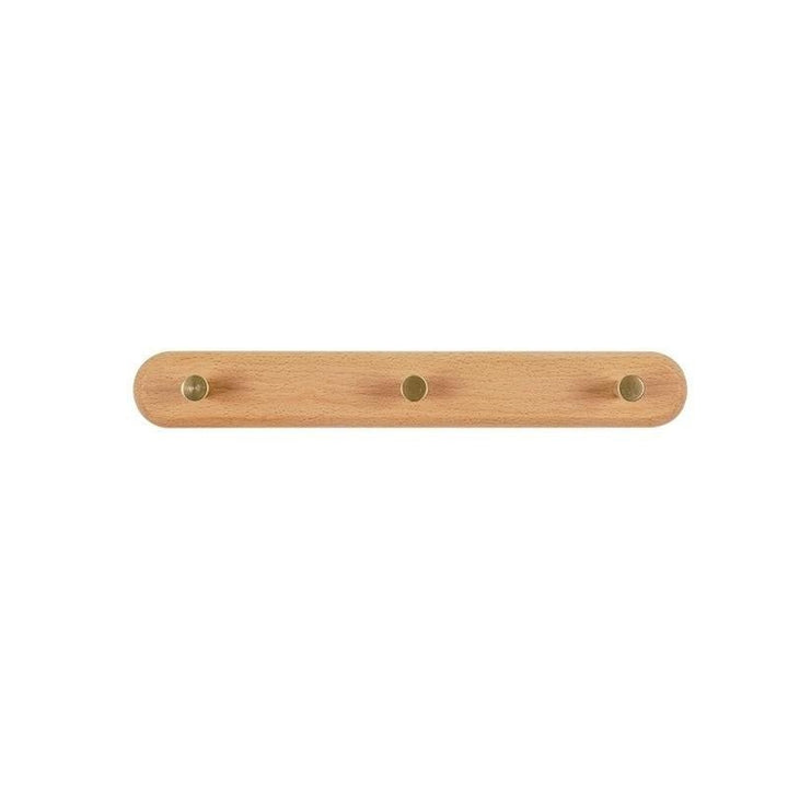 Wooden Wall Coat Rack with Brass Hooks - LignaHook-3 Hooks (32cm)-Beech wood-State of Style