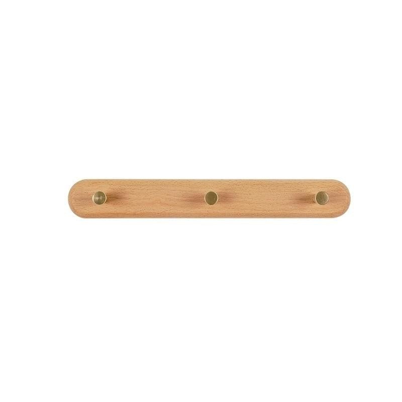 Wooden Wall Coat Rack with Brass Hooks - LignaHook-3 Hooks (32cm)-Beech wood-State of Style