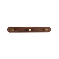 Wooden Wall Coat Rack with Brass Hooks - LignaHook-3 Hooks (32cm)-Black Walnut-State of Style